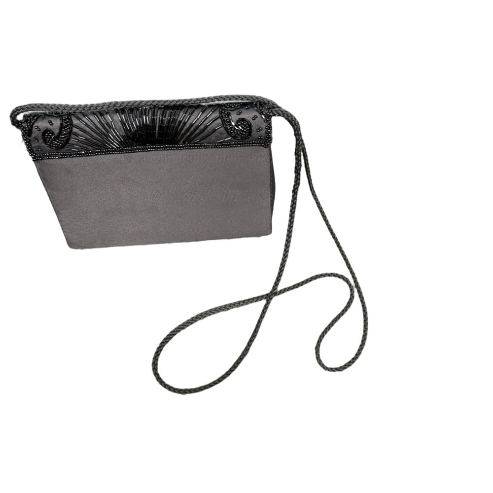 La Régale vintage evening bag-gray with beading and long strap - Picture 4 of 7